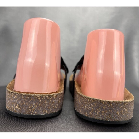 Tory Burch Miller Cloud Patent Sandals Women’s 8.5 Black Cork Thong School Shoes - Picture 7 of 14